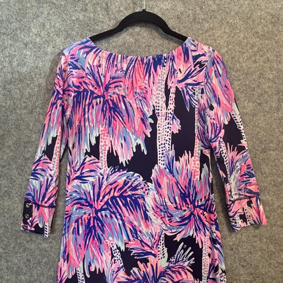Lilly Pulitzer Dress Women Size XS Navy Long Sleeve Sophie UPF 50+ Palm Tropical - Picture 5 of 10